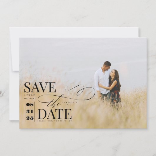 Save The Date Typographie moderne et design Enregistrer la photo (Devant)