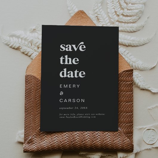 Save The Date Typographie moderne | Gris de charbon de bois Enre