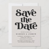 Save The Date Typographie Moderne Gris et Noir Tachetés (Devant)
