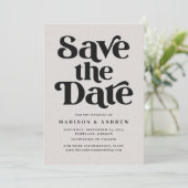 Save The Date Typographie Moderne Gris et Noir Tachetés (Debout devant)