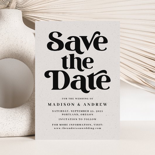 Save The Date Typographie Moderne Gris et Noir Tachetés