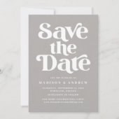 Save The Date Typographie moderne grise et blanche mouchetée (Devant)