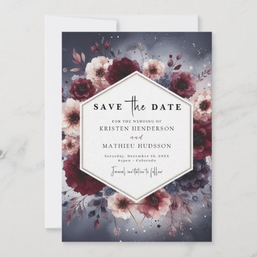 Save The Date Typographie moderne Mariage Bourgogne (Devant)
