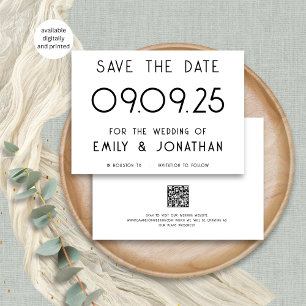Save The Date Typographie moderne Mariage noir blanc