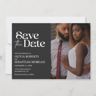 Save The Date Typographie moderne Mariage photo noir