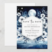 Save The Date Typographie moderne Moonlit Mariage (Devant / Derrière)