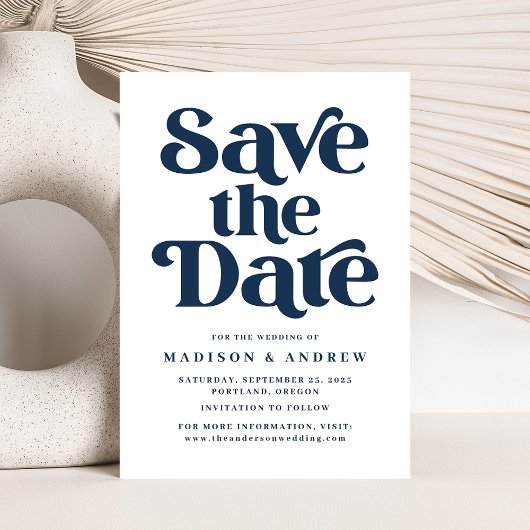 Save The Date Typographie Moderne Navy