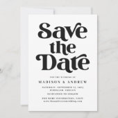 Save The Date Typographie moderne noir & blanc (Devant)