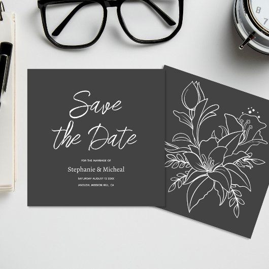 Save The Date Typographie moderne - Noir doux