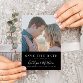 Save The Date Typographie moderne noir et blanc Mariage photo