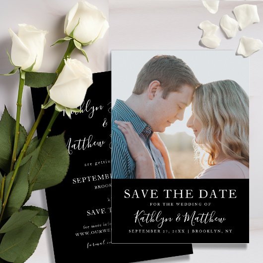 Save The Date Typographie moderne noir et blanc Mariage photo