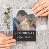 Save The Date Typographie moderne noir et blanc Mariage photo