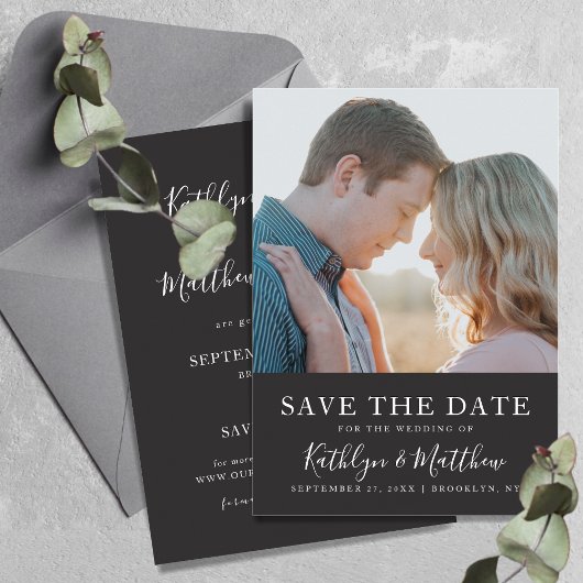 Save The Date Typographie moderne noir et blanc Mariage photo