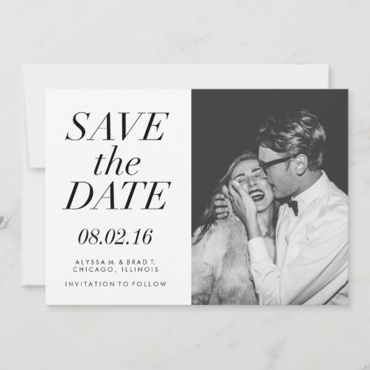 Save The Date Typographie moderne Photo Enregistrer la date (Devant)