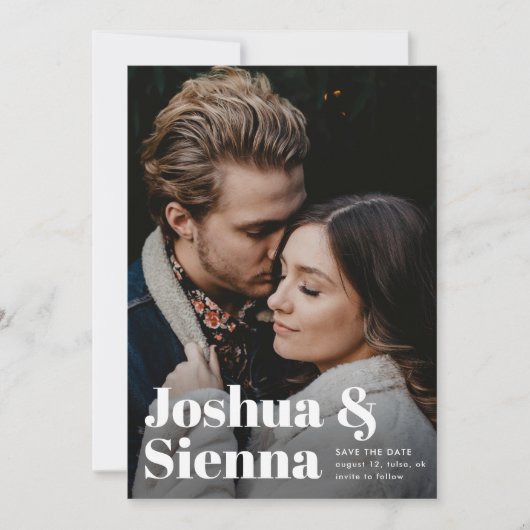 Save The Date Typographie Moderne Photo Mariage (Devant)