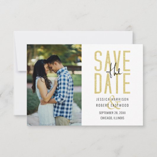 Save The Date Typographie moderne Photo personnalisée Simple (Devant)