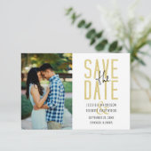 Save The Date Typographie moderne Photo personnalisée Simple (Debout devant)