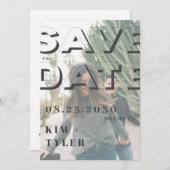 Save The Date Typographie moderne photo transparente (Devant / Derrière)