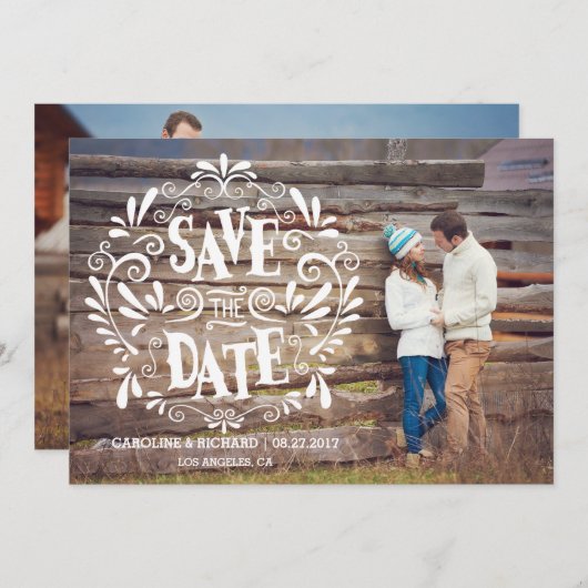 SAVE THE DATE TYPOGRAPHIE MODERNE | RÉSERVEZ LA DATE (Devant / Derrière)