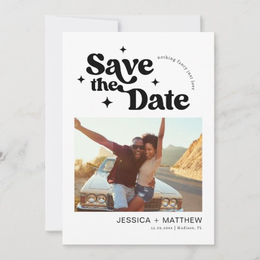 Save The Date Typographie Moderne Retro Photo Enregistrer La Dat (Devant)