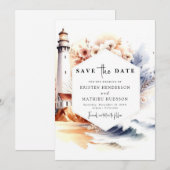 Save The Date Typographie moderne Romance Mariage phare (Devant / Derrière)