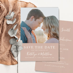 Save The Date Typographie moderne rose vif Simple Mariage photo