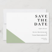 Save The Date Typographie Moderne Sage Vert Blanc Chic Enregistr (Devant)