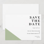 Save The Date Typographie Moderne Sage Vert Blanc Chic Enregistr (Devant / Derrière)