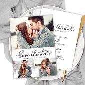 Save The Date Typographie moderne Script 3 Photo Collage Mariage