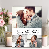 Save The Date Typographie moderne Script 3 Photo Collage Mariage