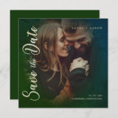 Save The Date Typographie moderne Script Photo Couple Fiançaille (Devant / Derrière)