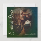 Save The Date Typographie moderne Script Photo Couple Fiançaille (Devant)