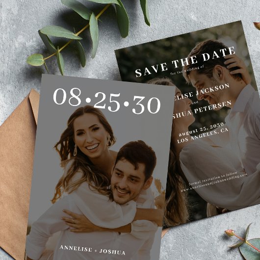 Save The Date Typographie moderne simple 2 mariage photo