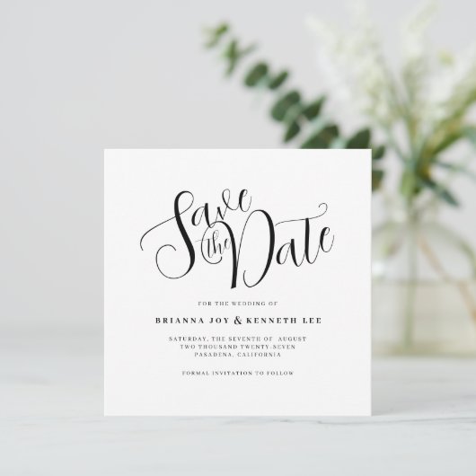 Save The Date Typographie moderne simple point blanc et noir (Debout devant)