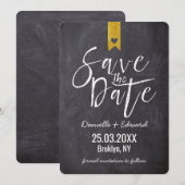 Save The Date Typographie Moderne Tableau Noir Sans Photo (Devant / Derrière)