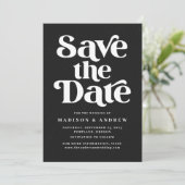 Save The Date Typographie Moderne Tachetée Noir & Blanc (Debout devant)