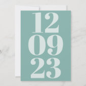 Save The Date Typographie moderne Turquoise date (Dos)