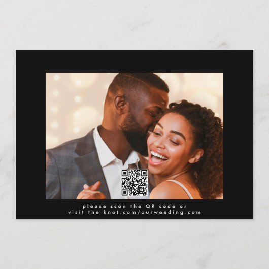 Save The Date Typographie moderne White Overlay Photo Code QR (Dos)
