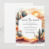 Save The Date Typographie modifiable Mariage Cactus (Devant / Derrière)