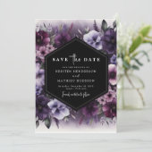 Save The Date Typographie modifiable Mariage floral violet (Debout devant)