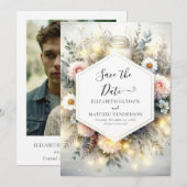 Save The Date Typographie modifiable Mason Jar Mariage (Devant / Derrière)