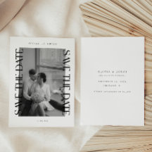 Typographie noir & blanc moderne Mariage photo