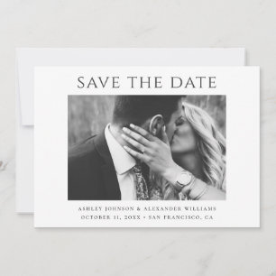 Save The Date Typographie Noir & Blanc. Photo de Mariage Minimal