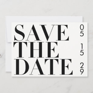 Save The Date Typographie noir blanc simple Enregistrer la date