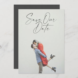 Save The Date Typographie noir minimaliste superposition photo