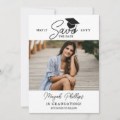 Save The Date Typographie noire Diplôme photo Enregistrer la dat (Devant)