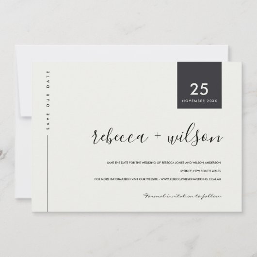 SAVE THE DATE TYPOGRAPHIE NOIRE ET BLANCHE MINIMALE SCANDI MODRE (Devant)