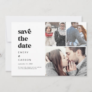 Save The Date Typographie noire moderne 3 Collage photo