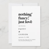 Save The Date Typographie Noire moderne Rien de fantaisie Juste  (Devant)