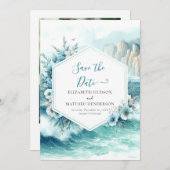 Save The Date Typographie numérique Mariage marin (Devant / Derrière)